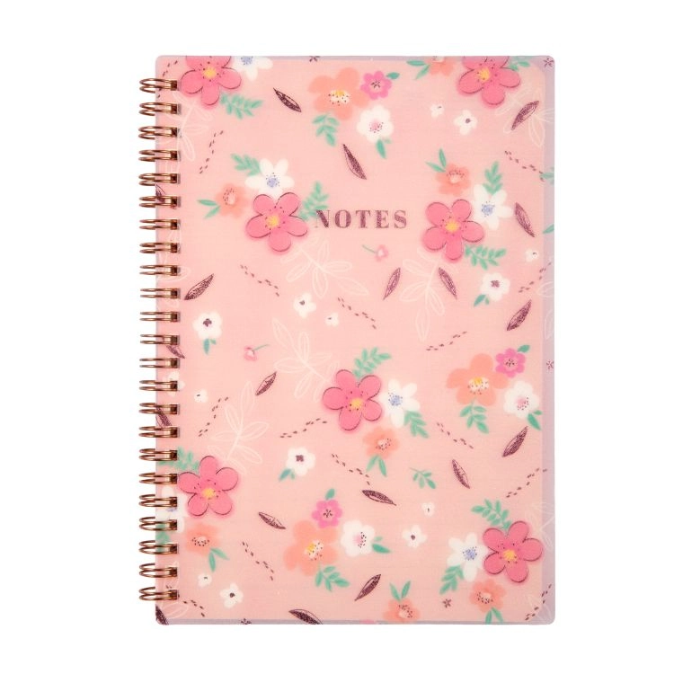 Ružový kvetinový zápisník A5