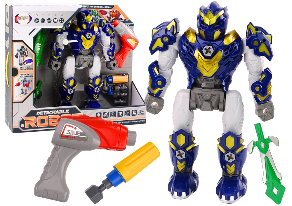 E-shop Skrutkovací robot s vŕtačkou, svetlami a zvukmi – modrý