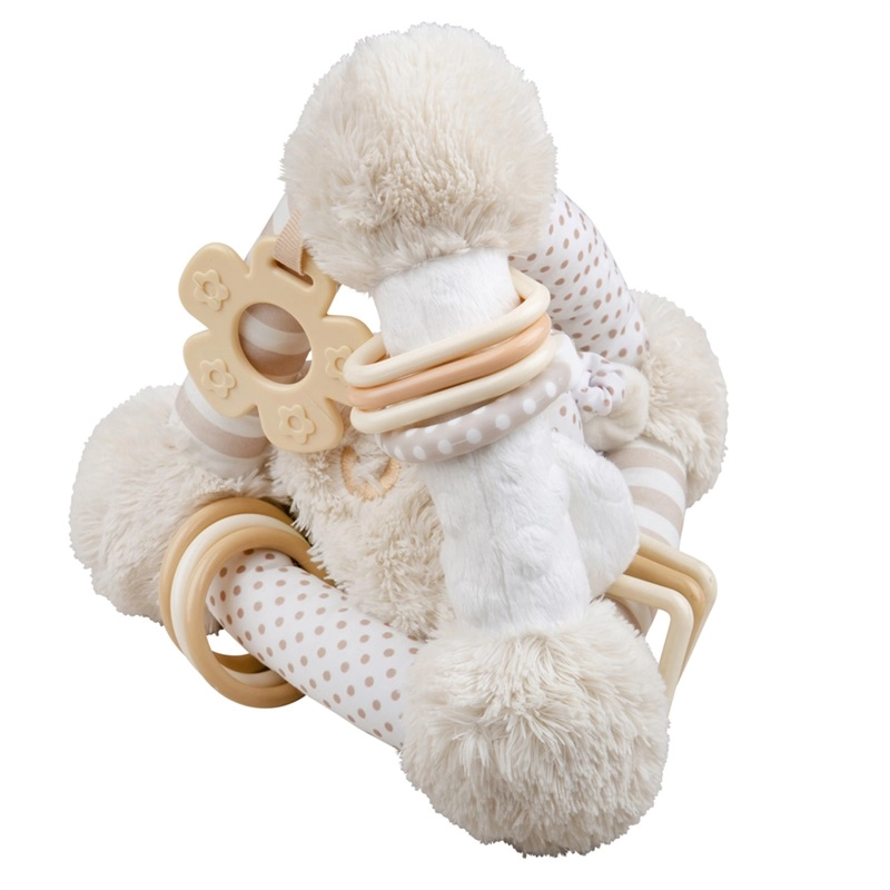 E-shop Bigjigs Baby zasnený psík – hrkálka pyramída