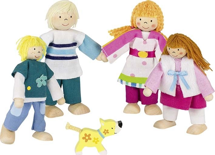 GOKI Bábiky Rodina so psíkom 5 ks