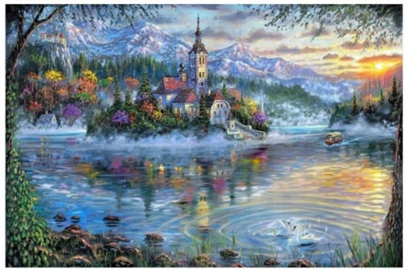 E-shop Norimpex diamantové maľovanie Zámok na ostrove 30 x 40 cm