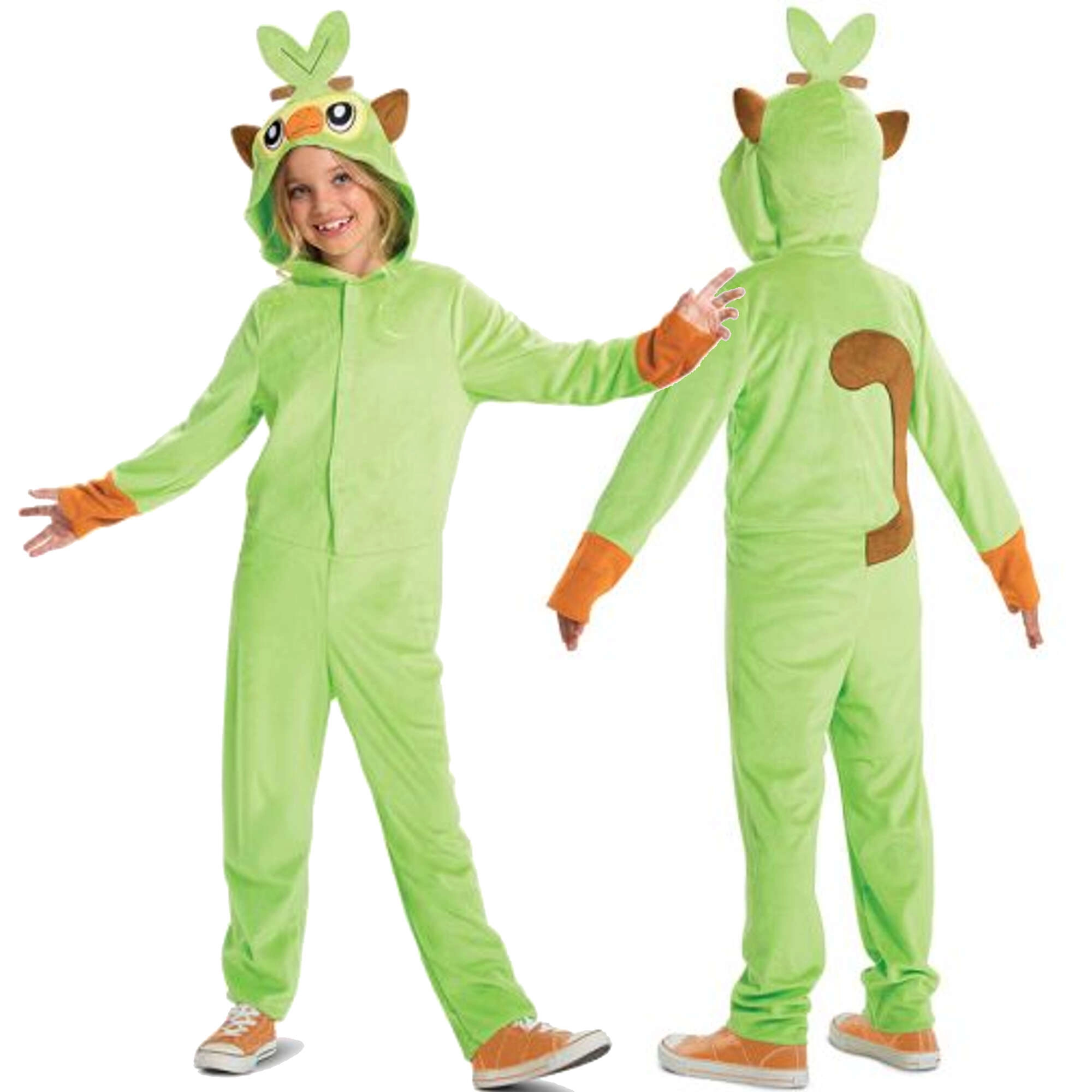 Detský kostým POKEMON Grookey zelené kigurumi s kapucňou 127–136 cm (7–8 rokov)