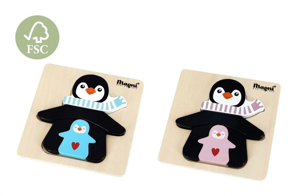 E-shop Drevené puzzle tučniak s mláďatami