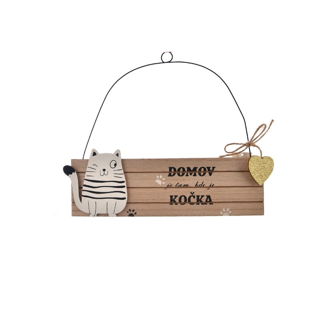 E-shop Drevená dekoratívna tabuľka mačka béžová