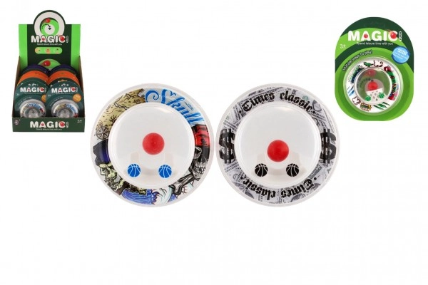 E-shop Hlavolam hra s loptičkou plast 8cm 4 farby na karte 12x16cm