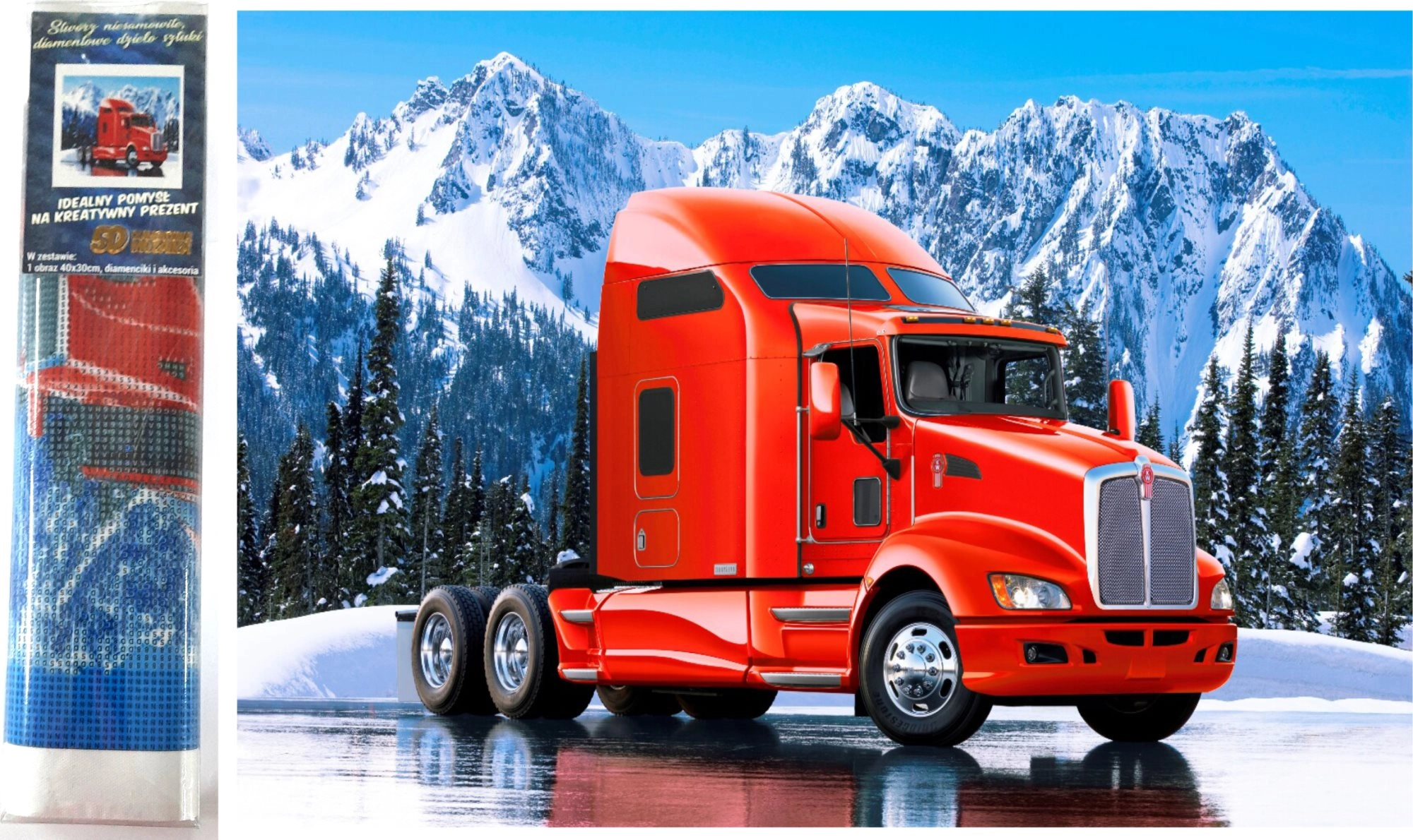 E-shop Norimpex Diamantové maľovanie Červený kamión Kenworth 30 x 40 cm