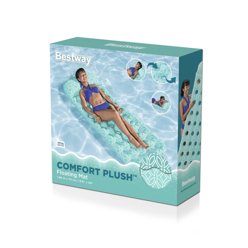 E-shop Nafukovacie ležadlo Bestway Comfort Plush 198 × 74 cm, tyrkysové