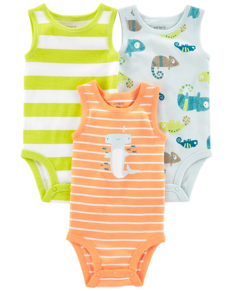 E-shop CARTER'S Body bez rukávov Stripes Animals chlapec 3ks
