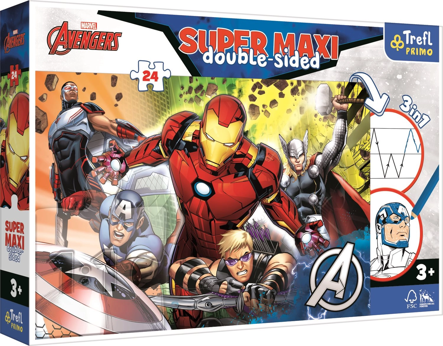 E-shop Trefl Obojstranné Avengers SUPER MAXI 24 dielov