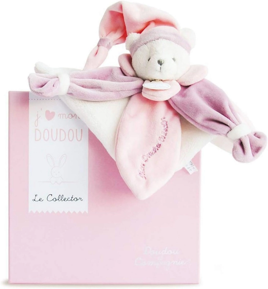 E-shop Doudou darčeková sada zaspávačik ružový medvedík 24 cm