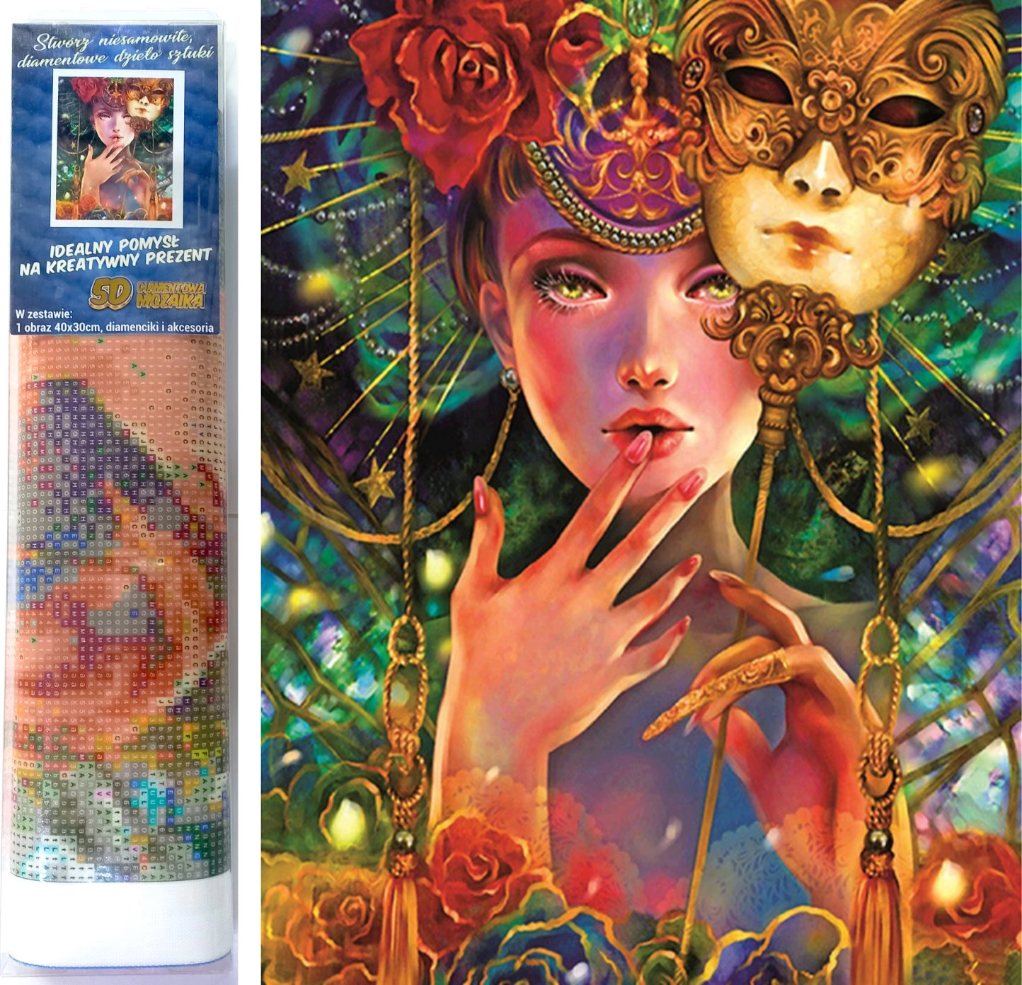E-shop Norimpex diamantové maľovanie karnevalová maska 30x40 cm