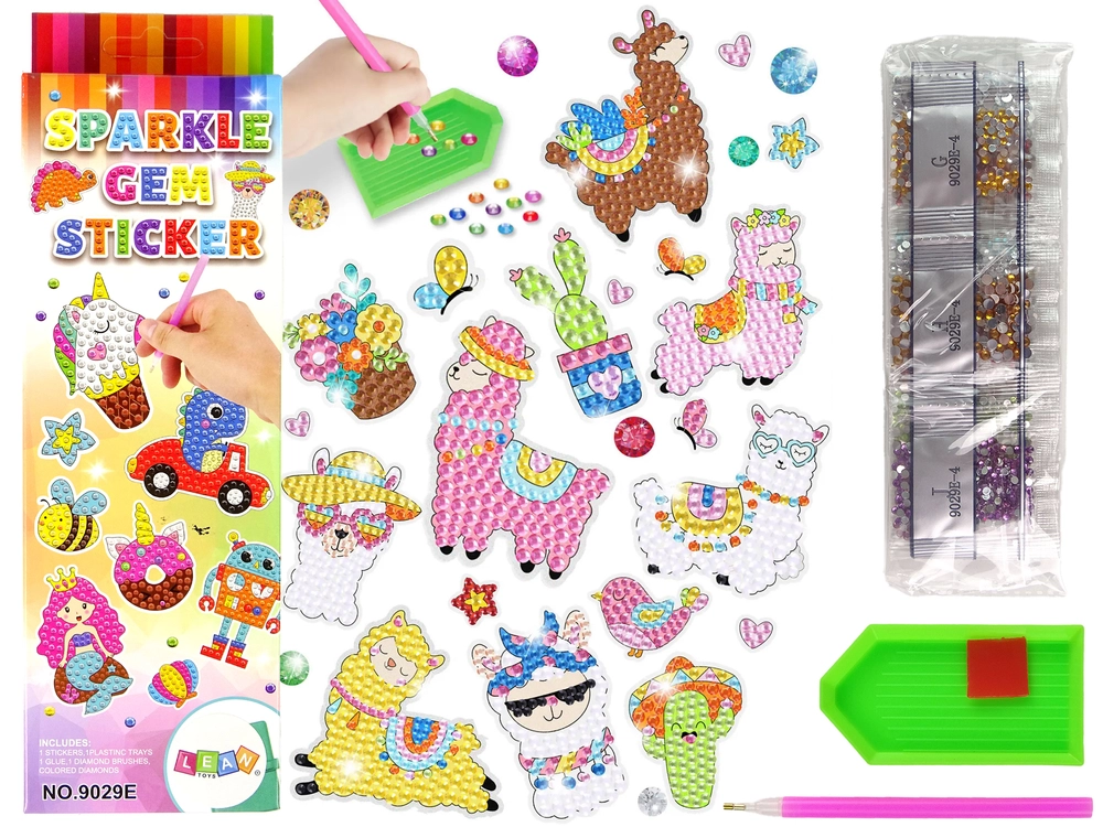 E-shop Lean Toys Sada nálepiek s mozaikou zvieratiek + diamanty
