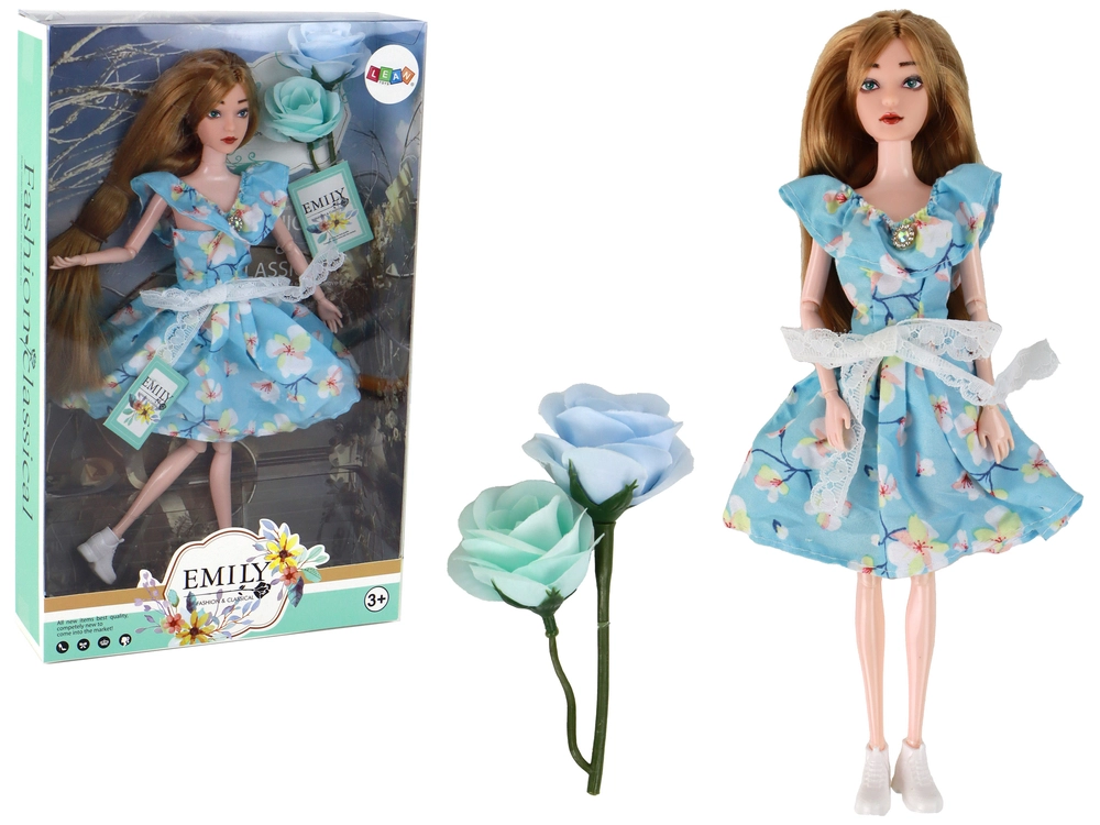 E-shop Lean Toys Emily v modrých šatách s kvetmi