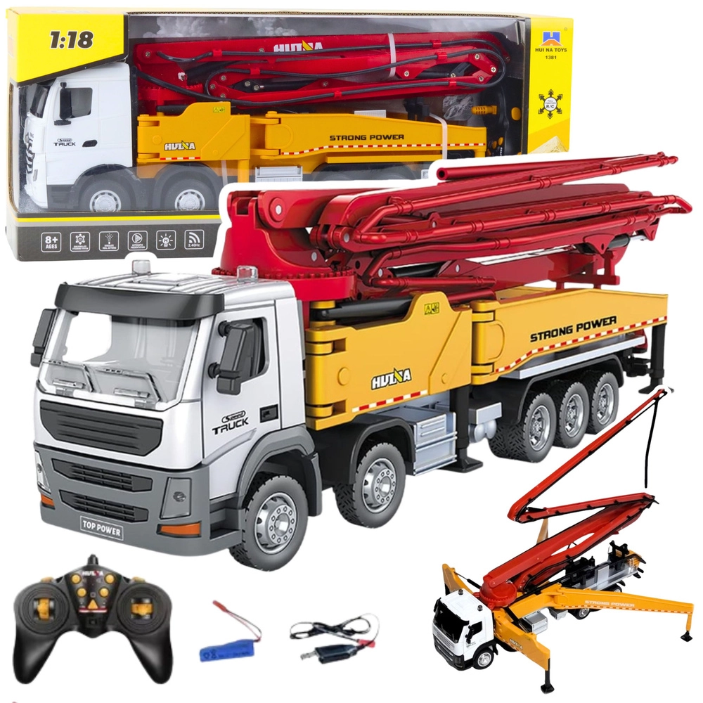 Diaľkovo ovládaná stavebná miešačka s čerpadlom HUINA 1:18 kovová