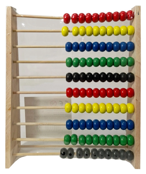 Drevené počítadlo s farebnými korálkami