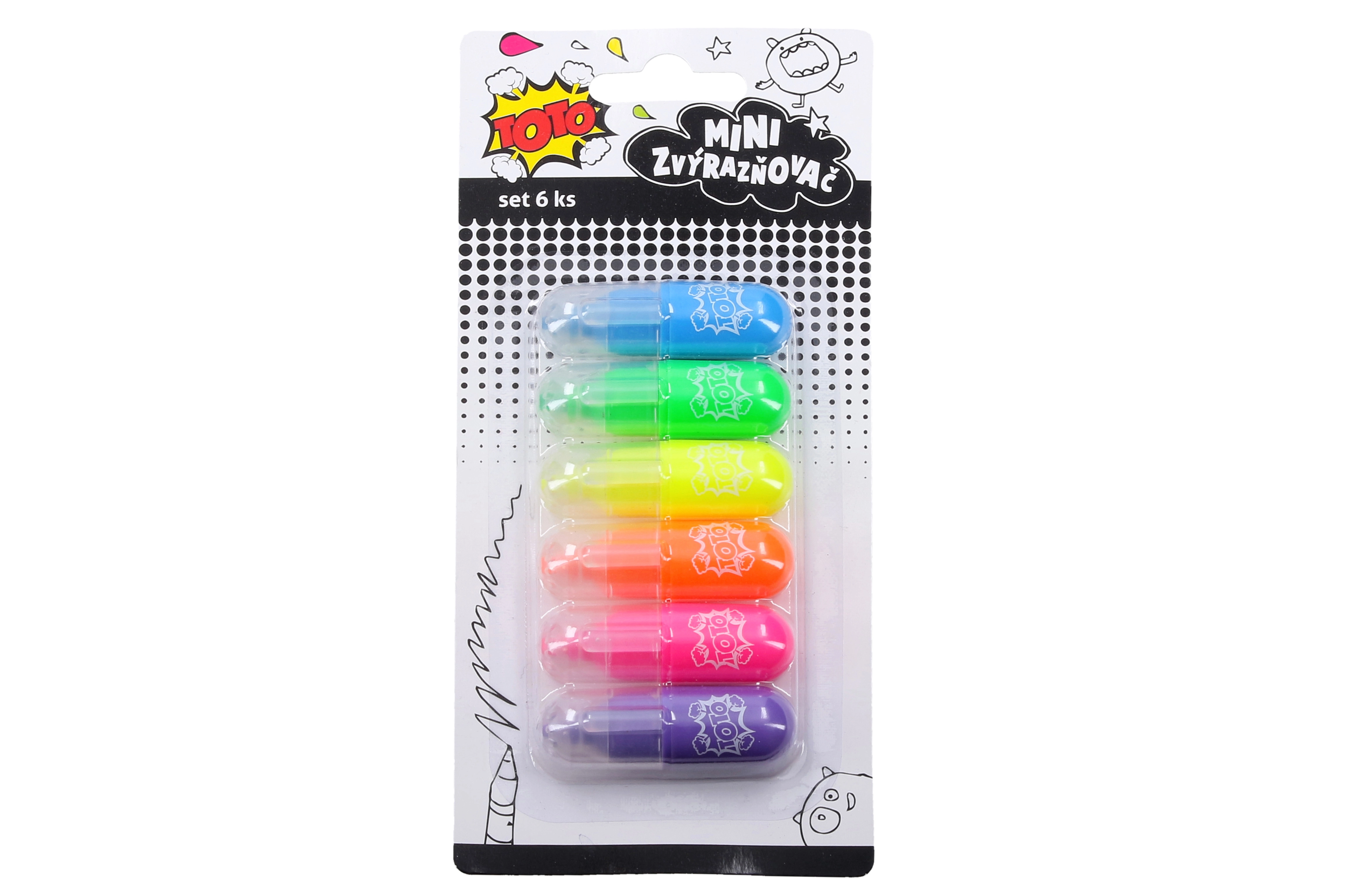 E-shop Mini zvýrazňovače – sada 6 farieb