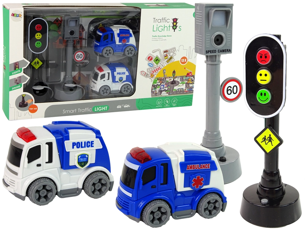 E-shop Lean Toys Sada policajných autíčok so semaforom a radarom
