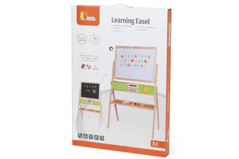 Drevená obojstranná vzdelávacia tabuľa s počítadlom a hodinami