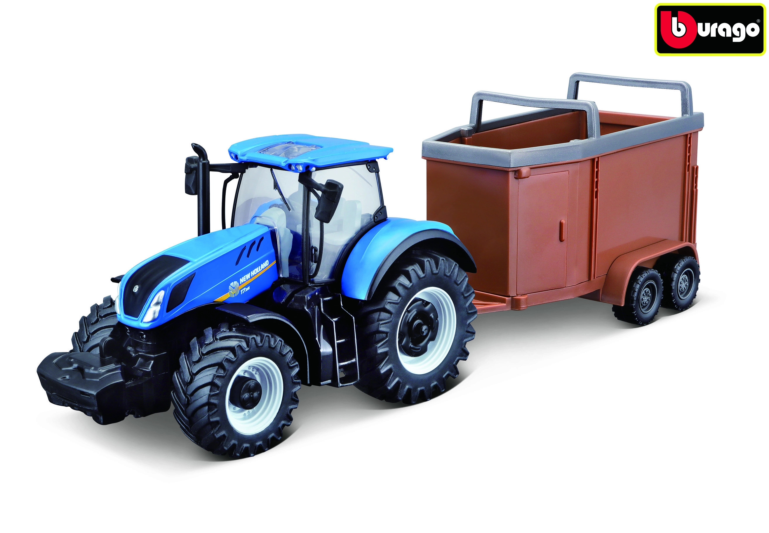 E-shop Bburago Farm Traktor New Holland s vlečkou pre kone 1:50