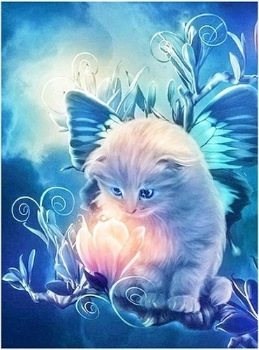 E-shop Norimpex diamantové maľovanie Mačiatko s kvetinkou 30 x 40 cm