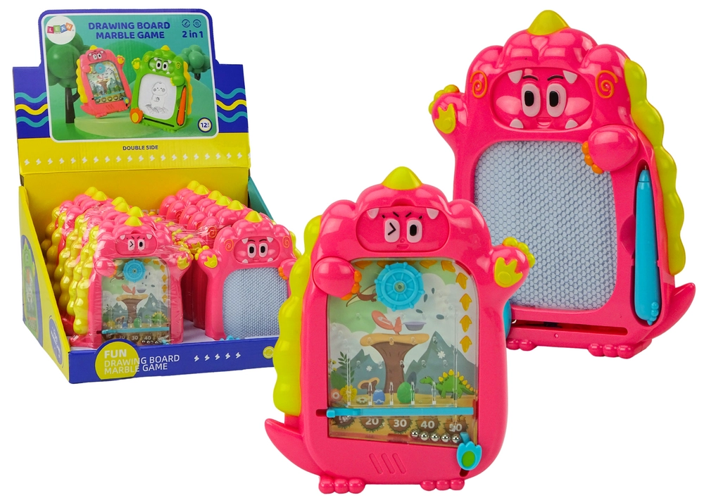 E-shop Vrecková kresliaca tabuľa 2v1 Dinosaurus Ružový