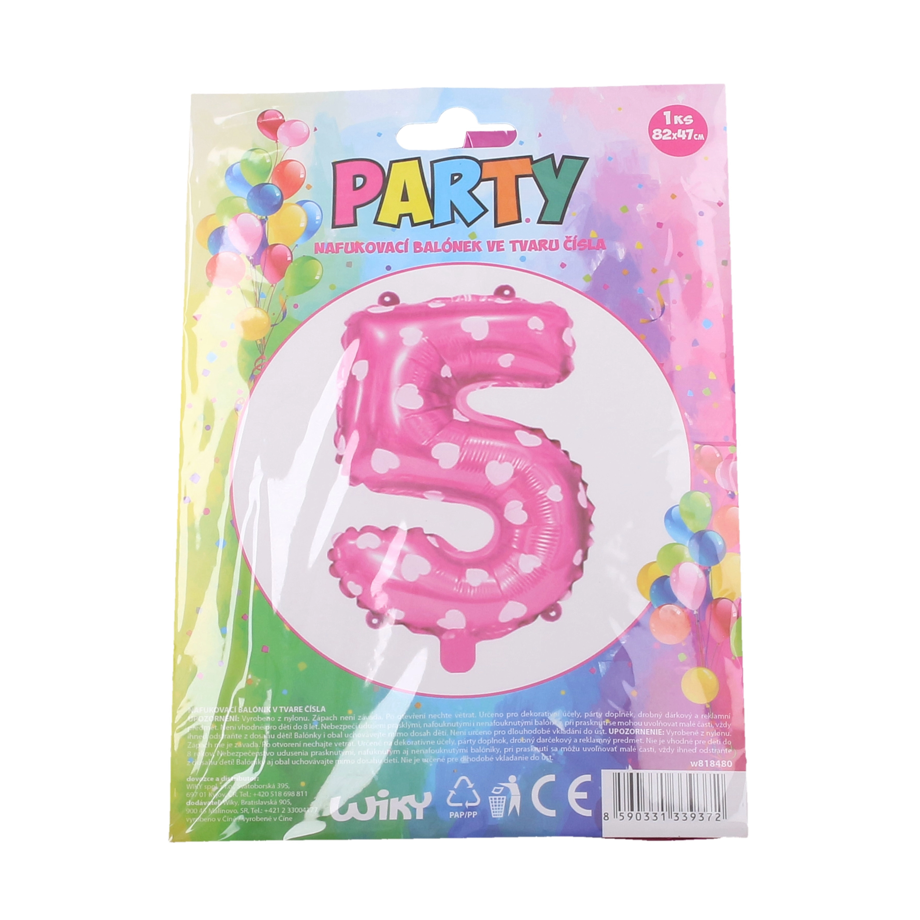 E-shop Wiky Balónek nafukovací číslo 5 růžový