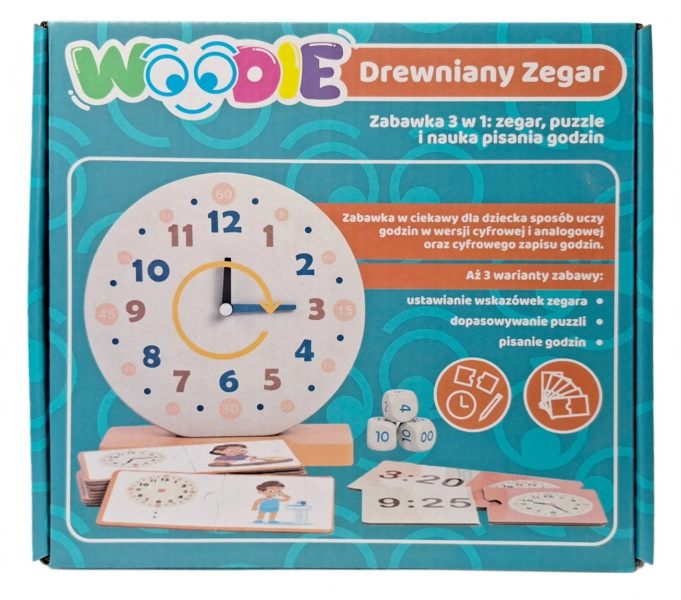 E-shop Drevené edukačné hodiny WOODIE 3v1