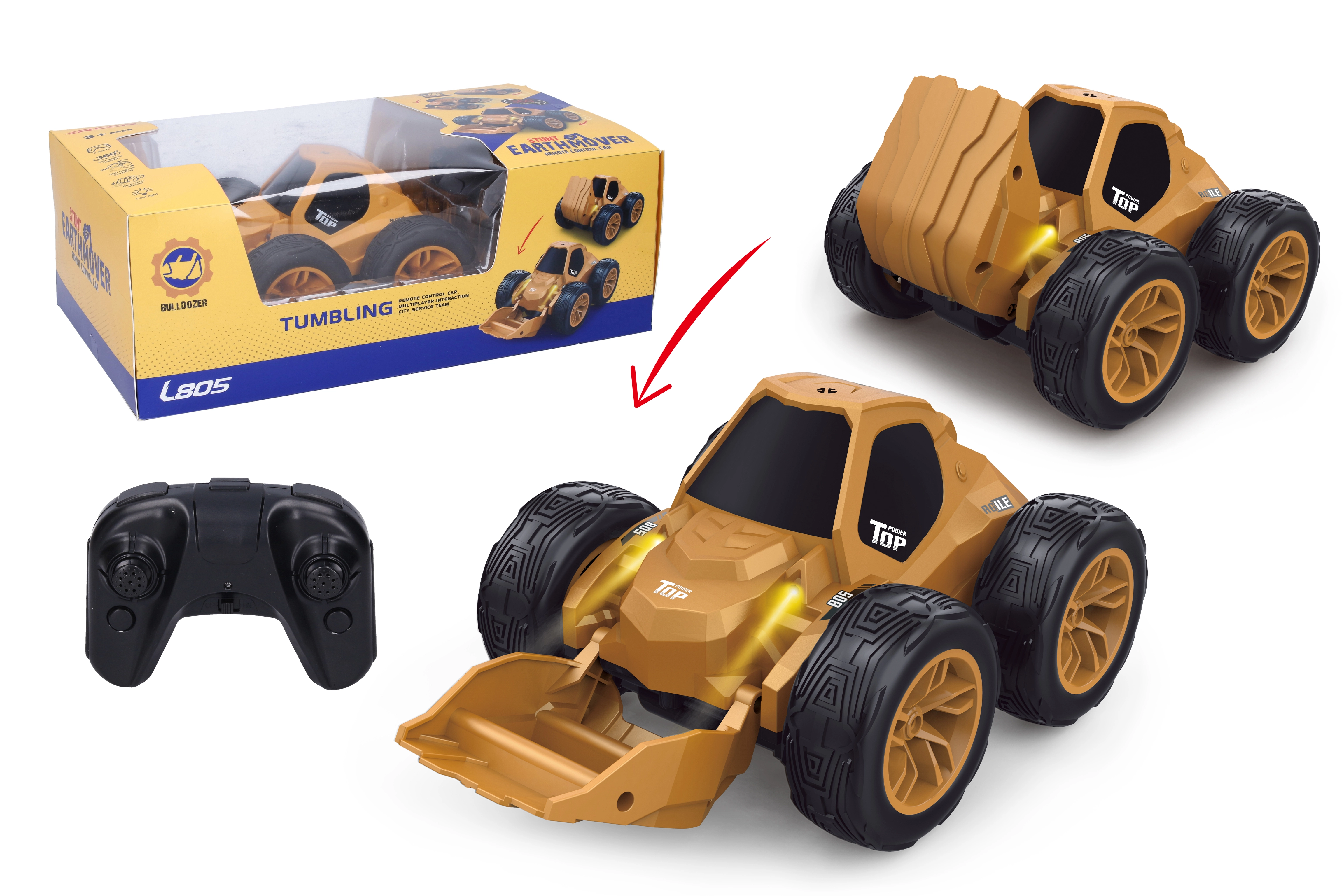 RC buldozér s naklápaním na diaľkové ovládanie 20 cm