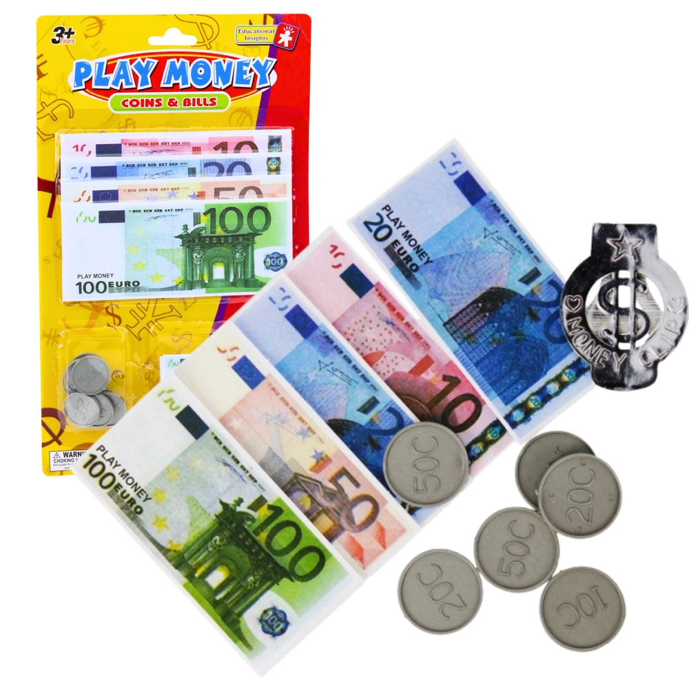 Sada hračiek peniaze Euro bankovky a mince