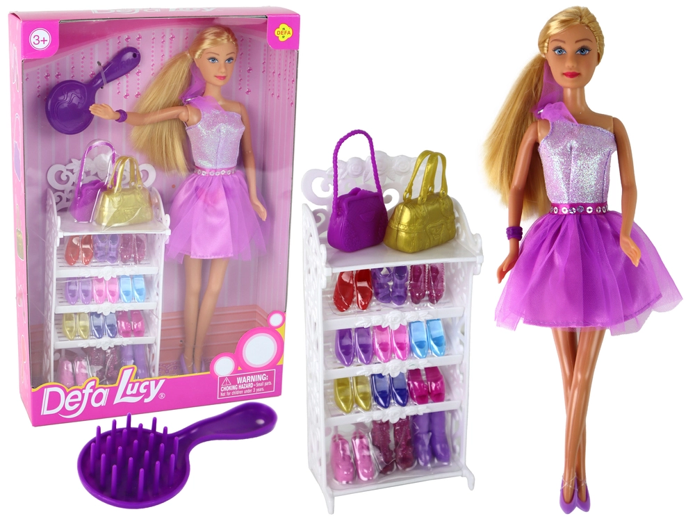 E-shop Lean Toys Lucy vo fialových šatách skrinka na topánky