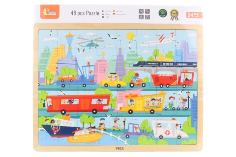 E-shop Viga puzzle na podložke 48 častí Poznajme transport