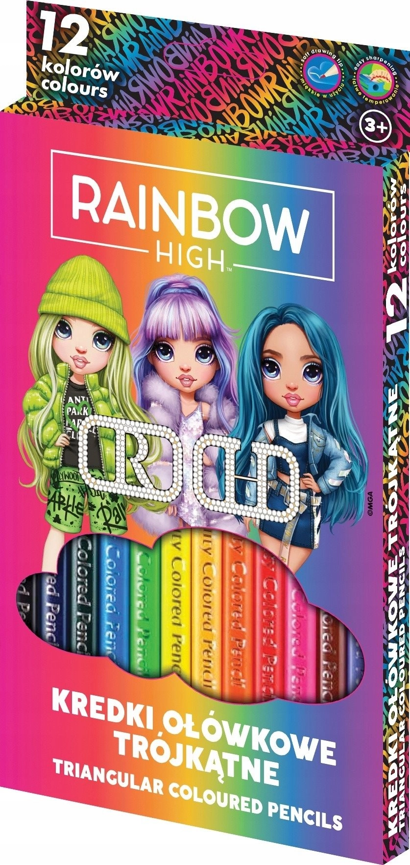 Trojhranné pastelky 12 ks ASTRA RAINBOW HIGH
