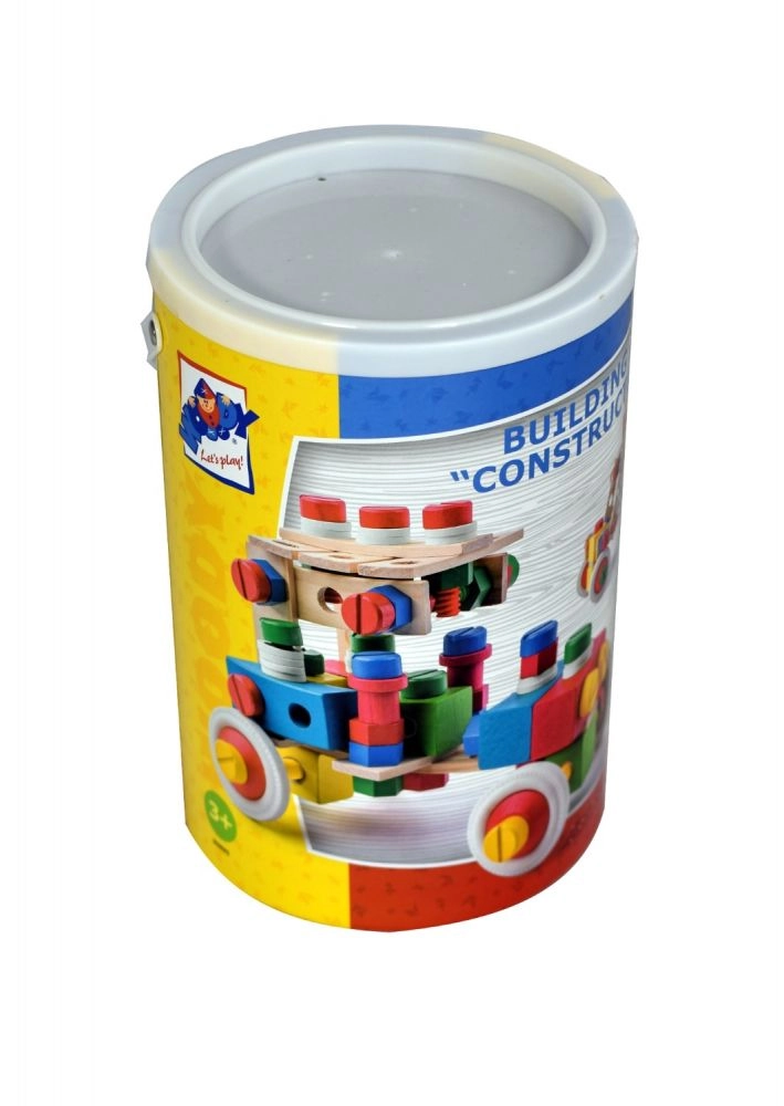 E-shop Woody Montážní stavebnice v kyblíku Constructor, 140 ks