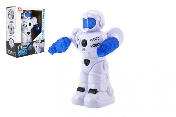 E-shop Teddies Robot jezdící plast 26cm Ang. mluvící na baterie se světlem se zvukem v krabici 22x28x11cm
