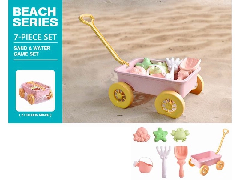 Vozík do pieskoviska s príslušenstvom – ružový