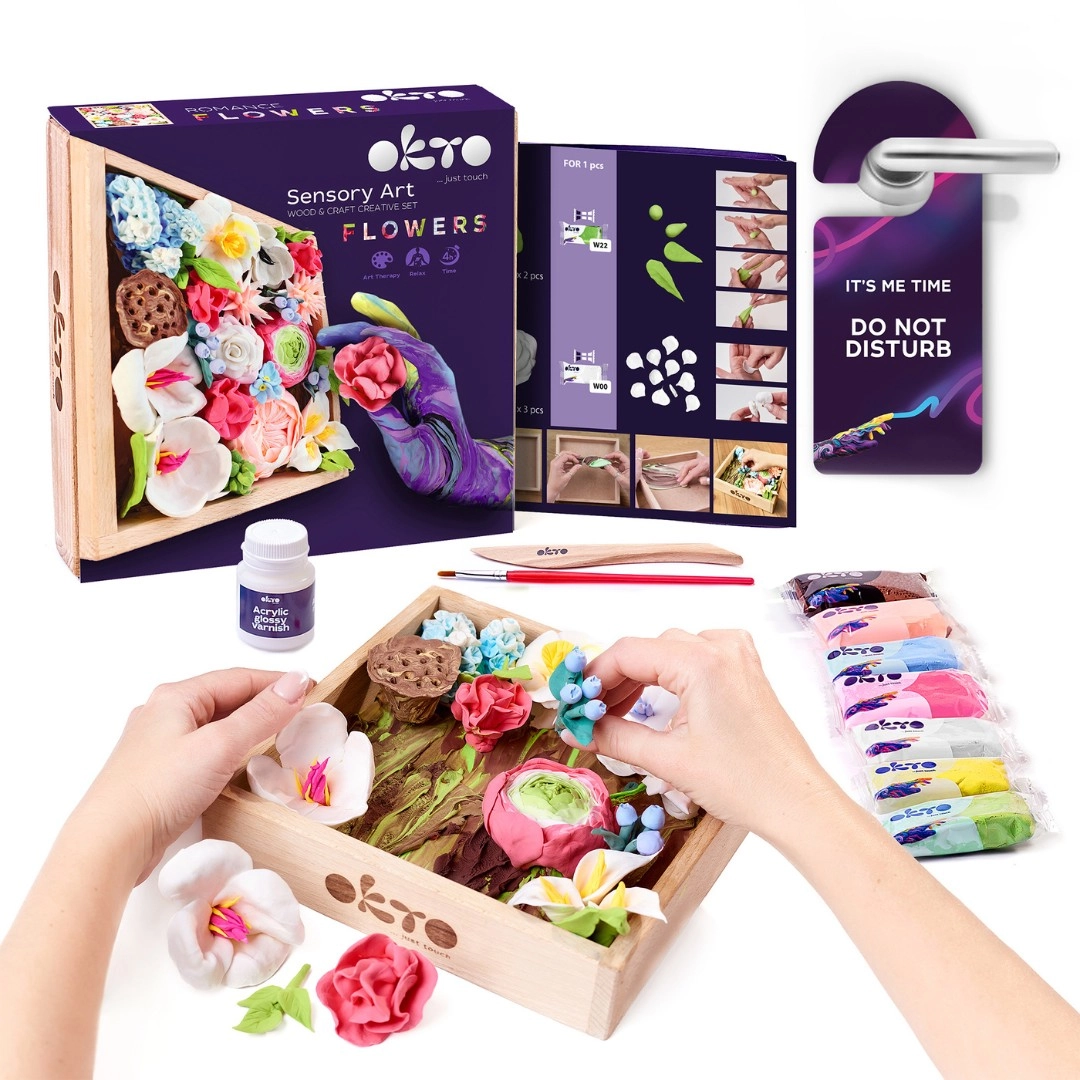 E-shop OKTO ROMANCE Výtvarná modelovacia sada DIY kvety s m rámom 21x21 cm