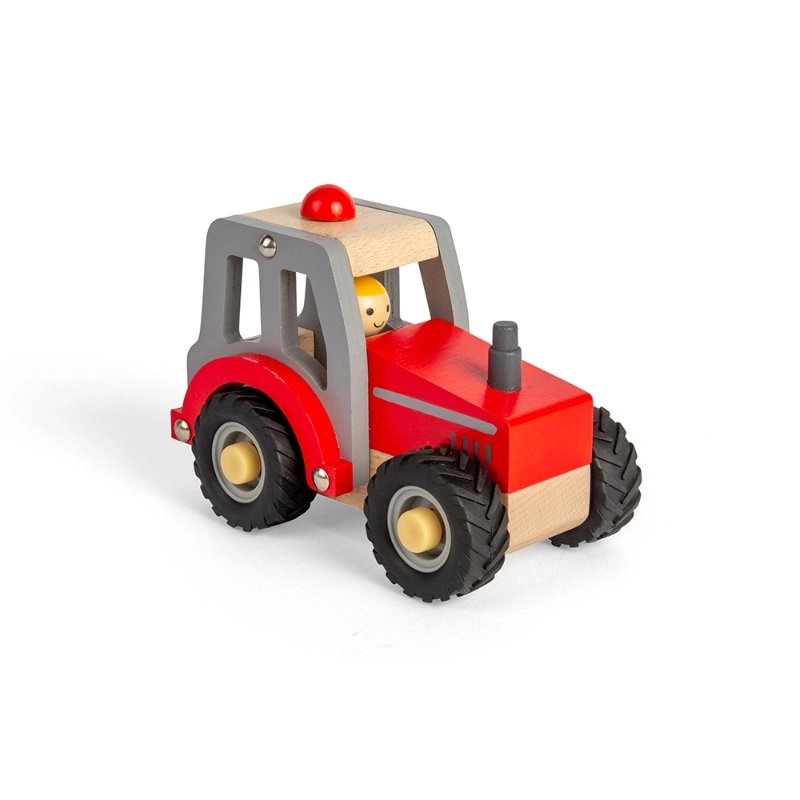 Drevený traktor Bigjigs Toys červený