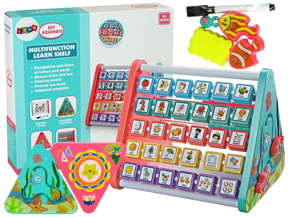 E-shop Lean Toys Učenie Police Trojuholník Počítadlá Písmená Objekty Zvieratá
