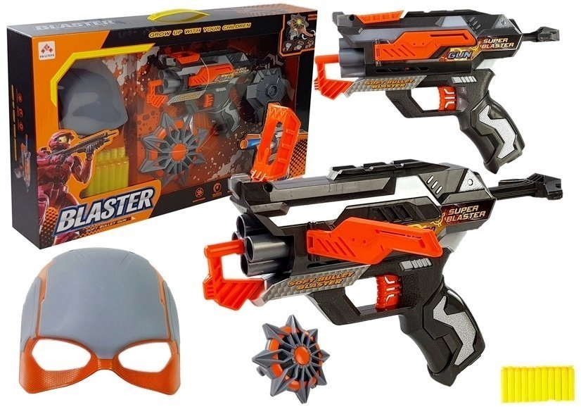E-shop Lean Toys pištoľ s penovými nábojmi a maskou oranžovo čierna
