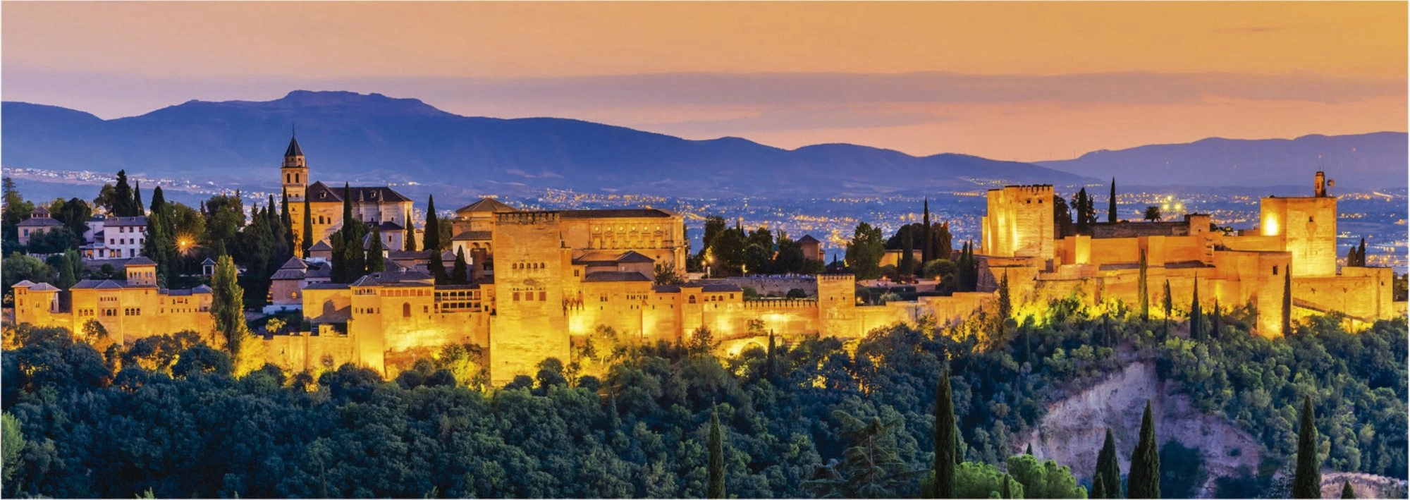 E-shop EDUCA Panoramatické Západ slunce ve Španělsku: Alhambra Granada 1000 dielov