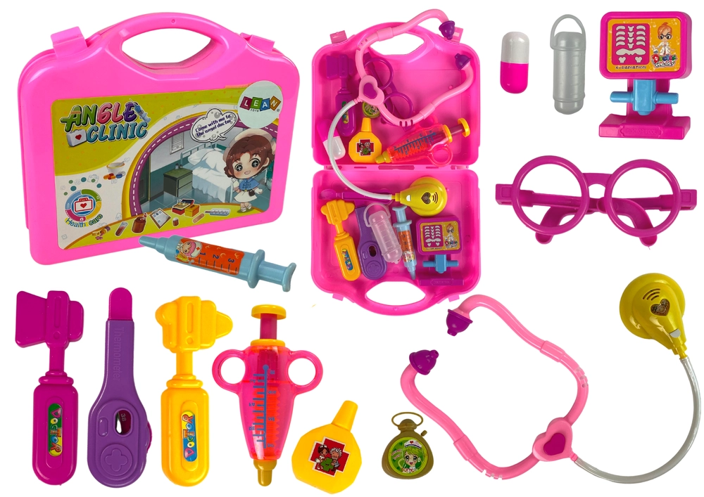 E-shop Lean toys Súprava malého lekára Ružové puzdro Stetoskop