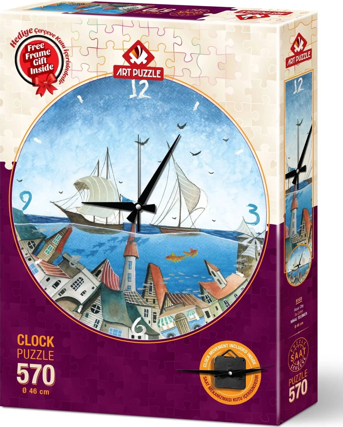 E-shop Art hodiny Město pod hladinou včetně rámu 570 dielov