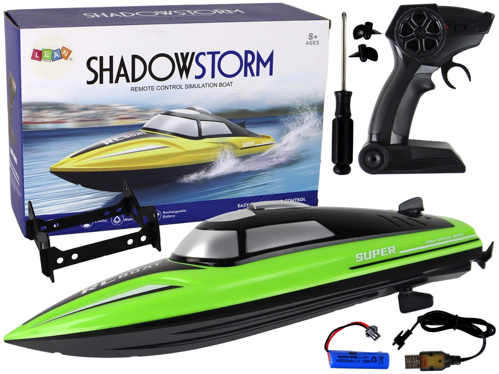 E-shop RC motorový čln 2,4 GHz zelený 20–25 km/h