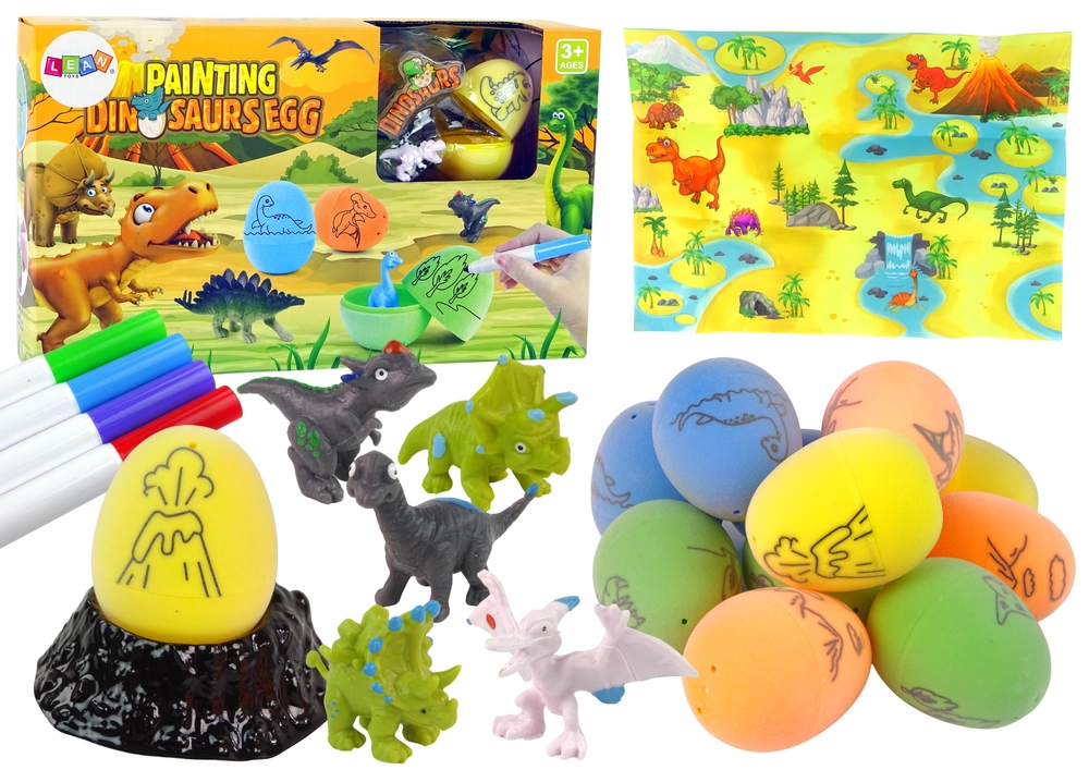 E-shop LEAN TOYS Kreatívna sada maľovanie dinosaurích vajíčok