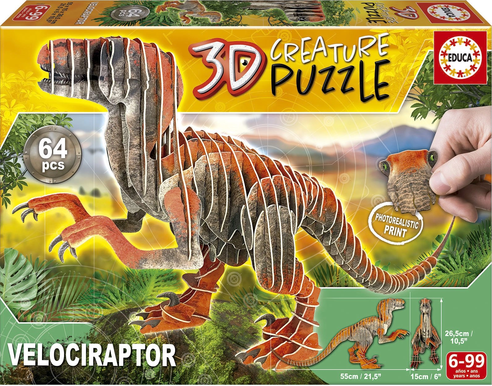 E-shop EDUCA 3D puzzle Velociraptor 64 ks