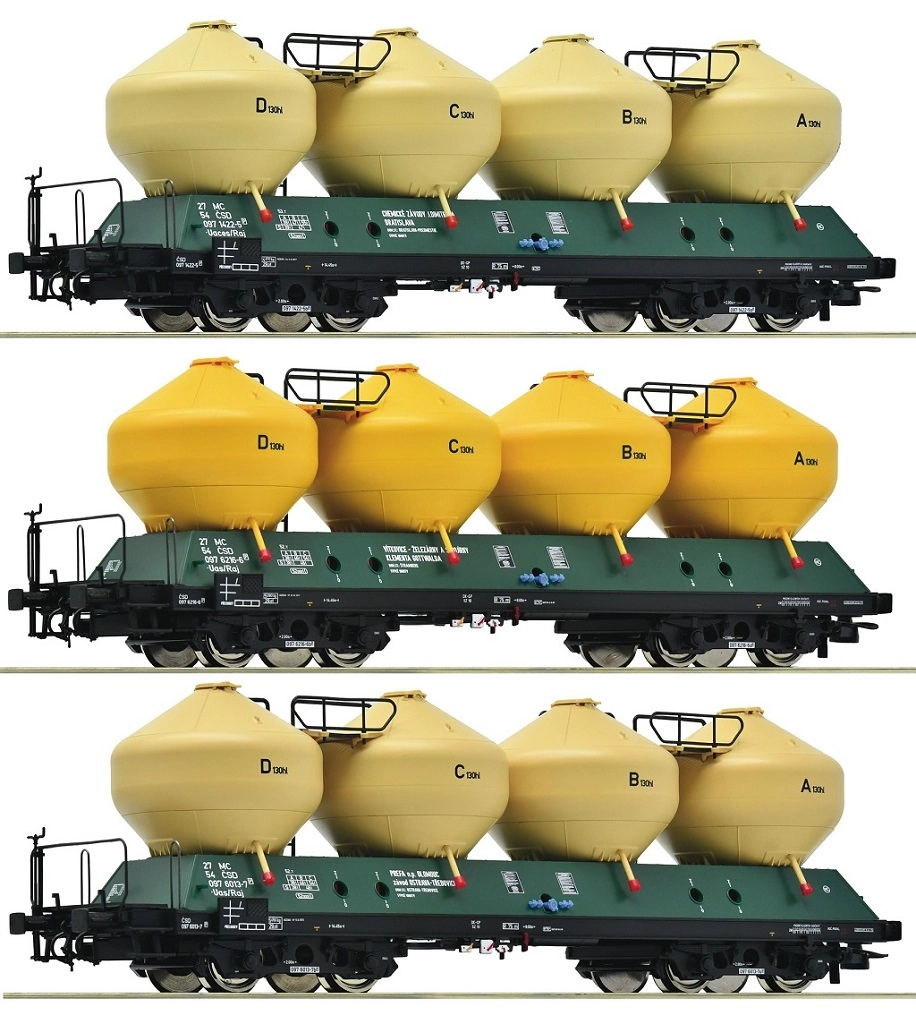 Roco sada troch nákladných vozňov na cement ČSD H0 Uacs (Raj)