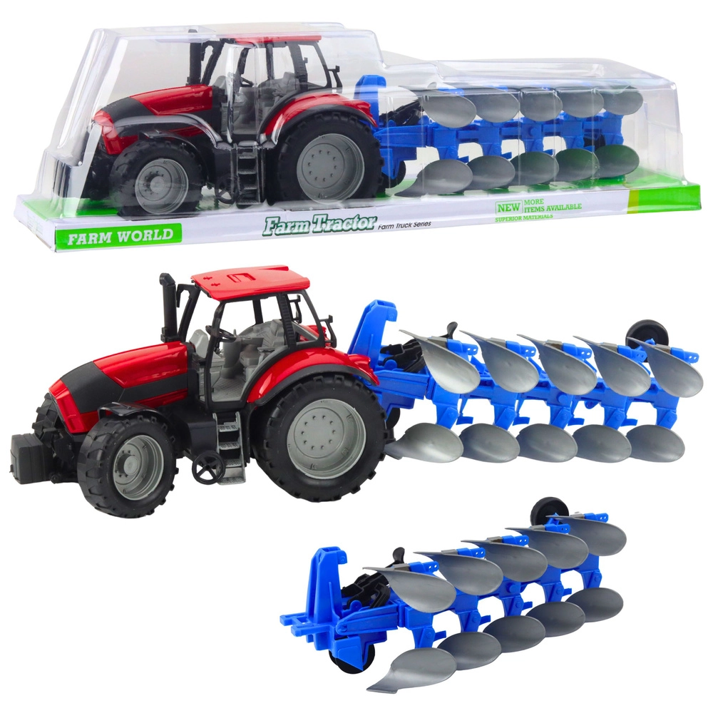 Traktor s pluhom červený 50 cm