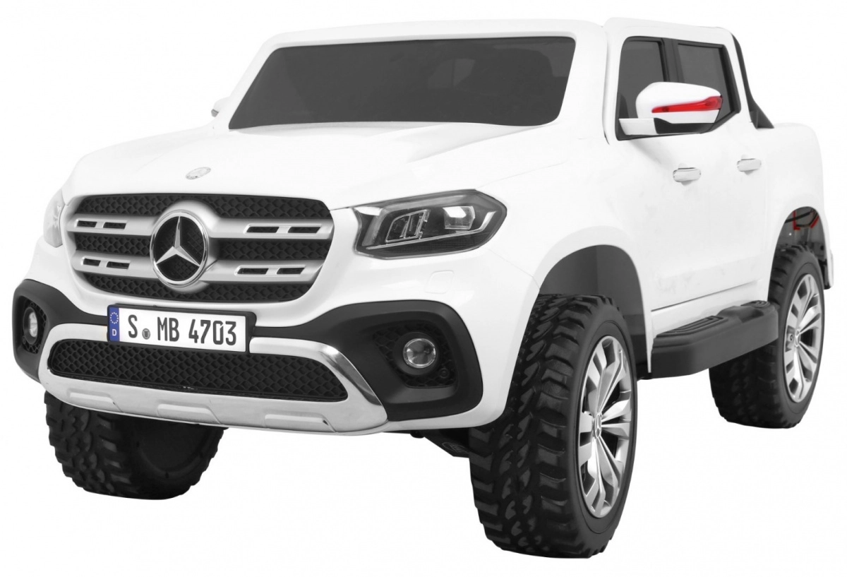 E-shop Detské elektrické auto MERCEDES X-Class 4x4 čierne s diaľkovým ovládaním – Biele