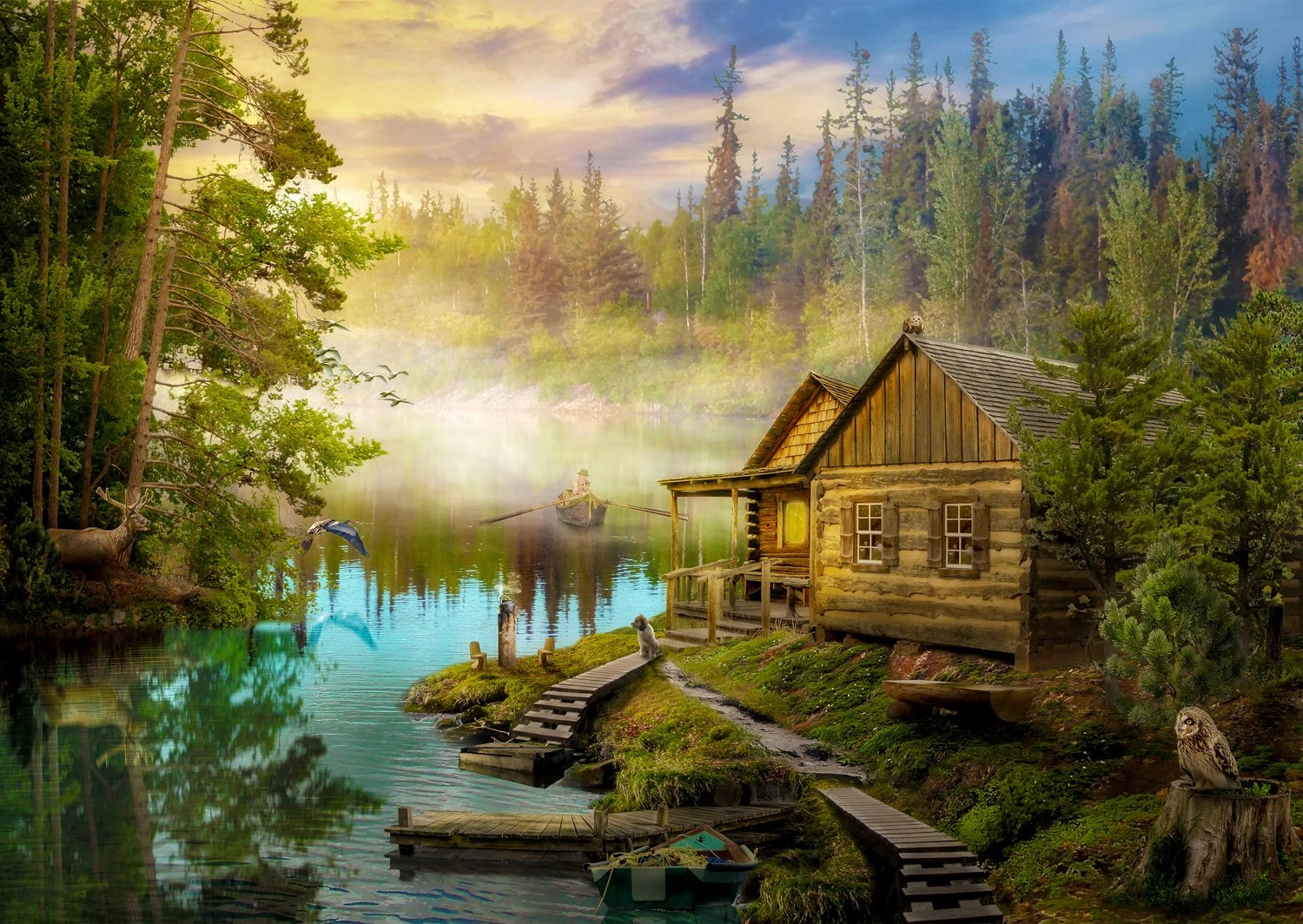 E-shop Enjoy A Log Cabin on the River 1000 dielov