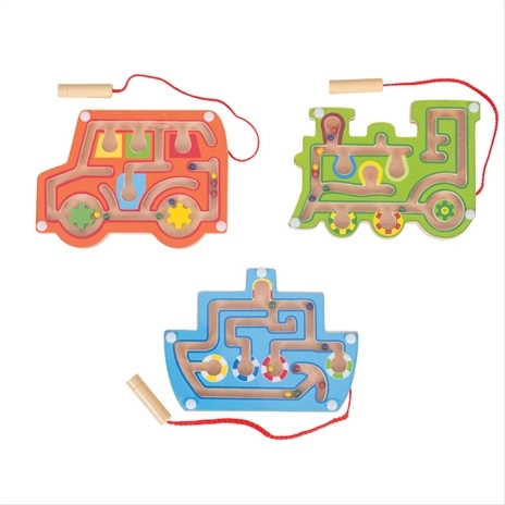 E-shop Bigjigs Toys Drevený magnetický labyrint Modrá